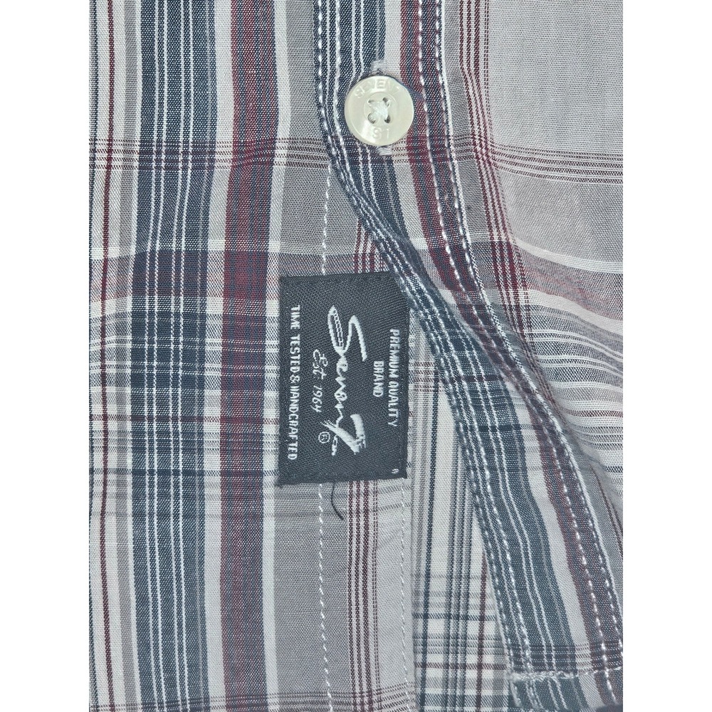 Seven7 Mens Ash Grey‎ Plaid Button Down Shirt Long Sleeve Cotton Small SNS7834 - Picture 10 of 16